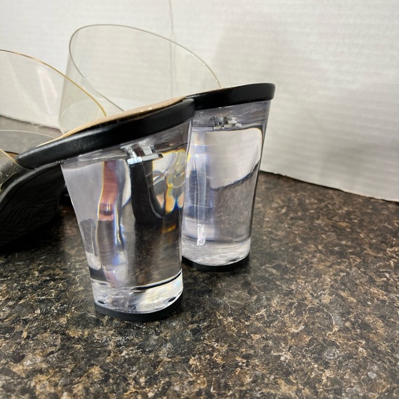 NEW BP Naomi Women's Size 10 Slide Sandals Clear Thick Heels 4" Block Heels - Picture 6 of 9